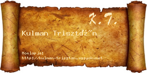 Kulman Trisztán névjegykártya
